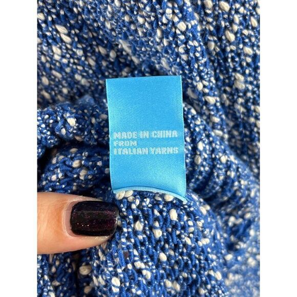 J. McLaughlin Textured Marled Split Hem Pullover Crewneck Sweater Large Blue - Picture 8 of 8